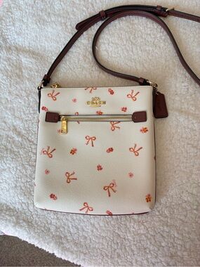 Coach Cream Crossbody with Coral Floral & Bow Print